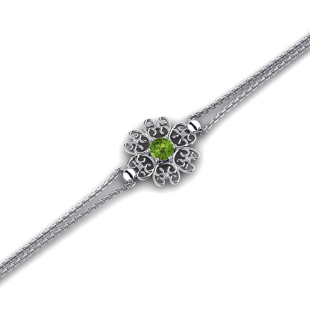 18k White Gold Peridot Women's Bracelet Quiteze