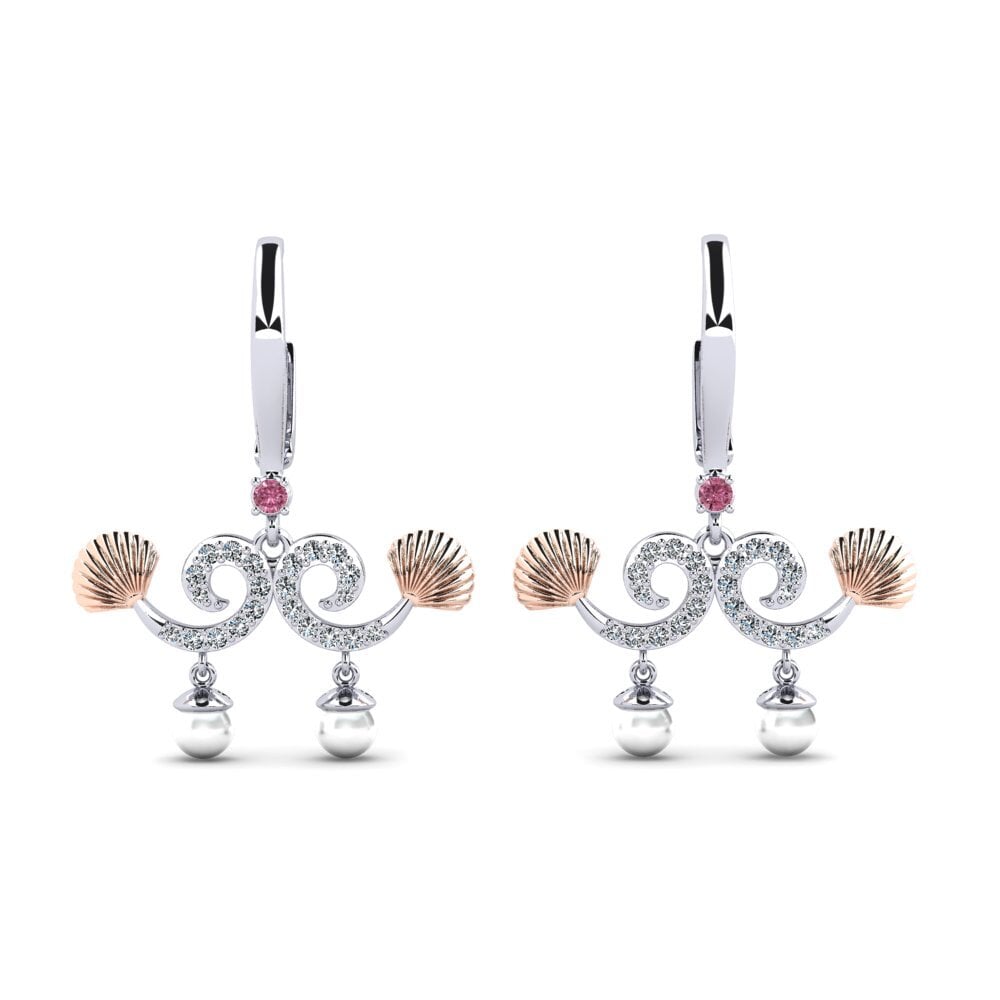 18ct White & Rose Gold Rhodolite Garnet Women's Earring Quoi