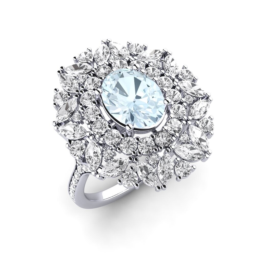 14k White Gold Aquamarine Engagement Ring Agathon