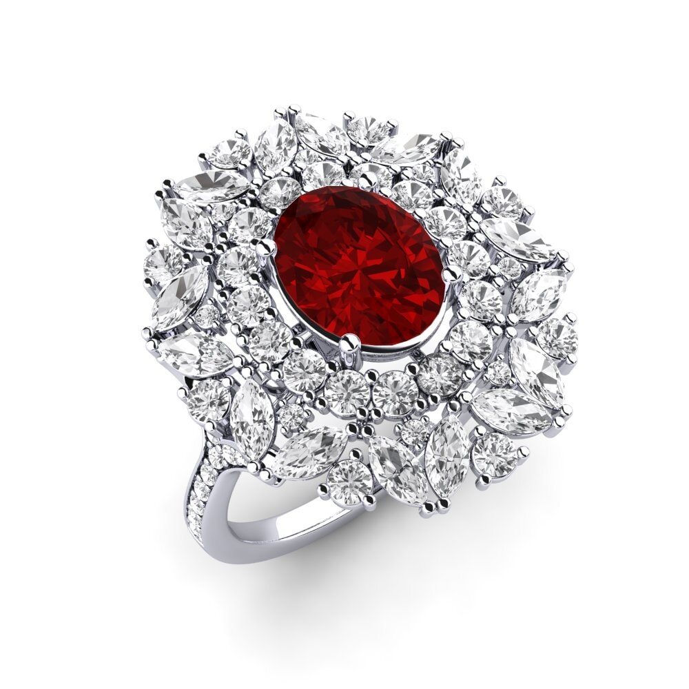 9k White Gold Ruby (Lab Created) Engagement Ring Agathon