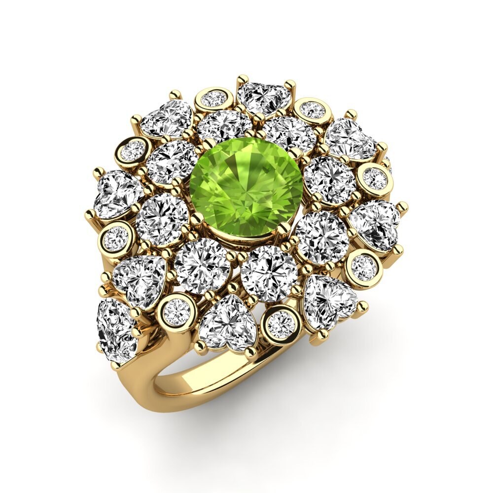 9k Oro Amarillo Peridoto Anillo de compromiso Dacian