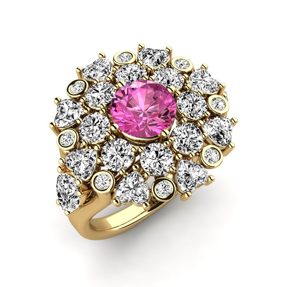 9k Oro Amarillo Topacio Rosa Anillo de compromiso Dacian