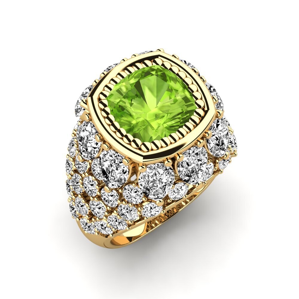 9k Oro Amarillo Peridoto Anillo de compromiso Hardy