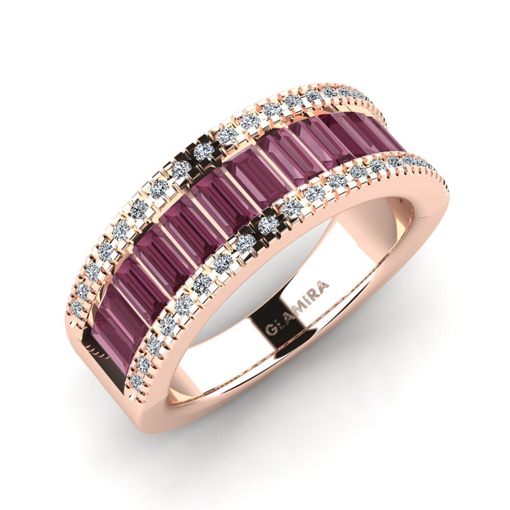 Or rose 14k Grenat de Rhodolite Bague Latashia