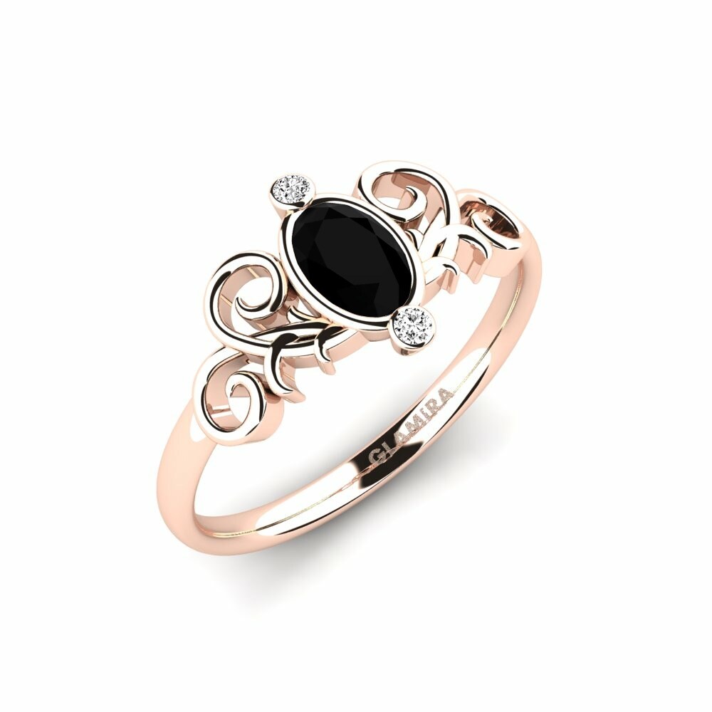 Black Onyx Engagement Ring Lunete