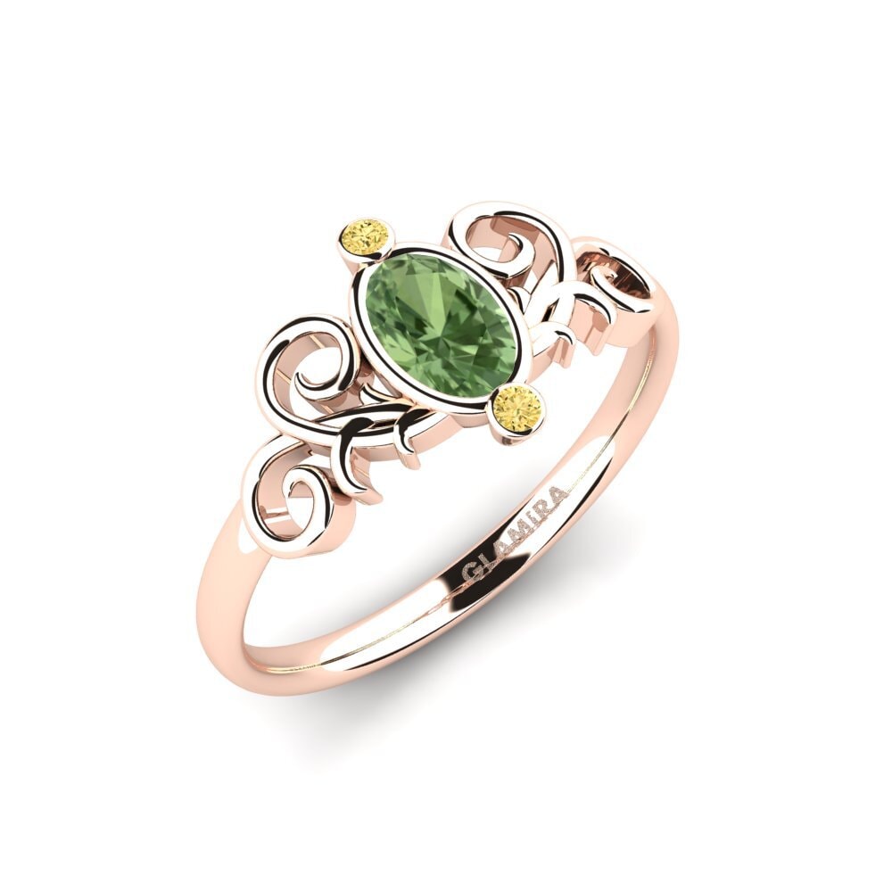 Zaffiro Verde Anello di fidanzamento Lunete