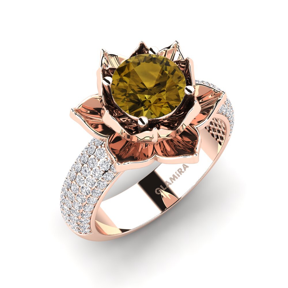 Round Brown Zircon Ring Melite