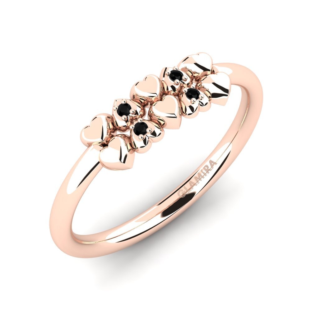 Oro Rosso 375 Onice Nero Anello Shashi