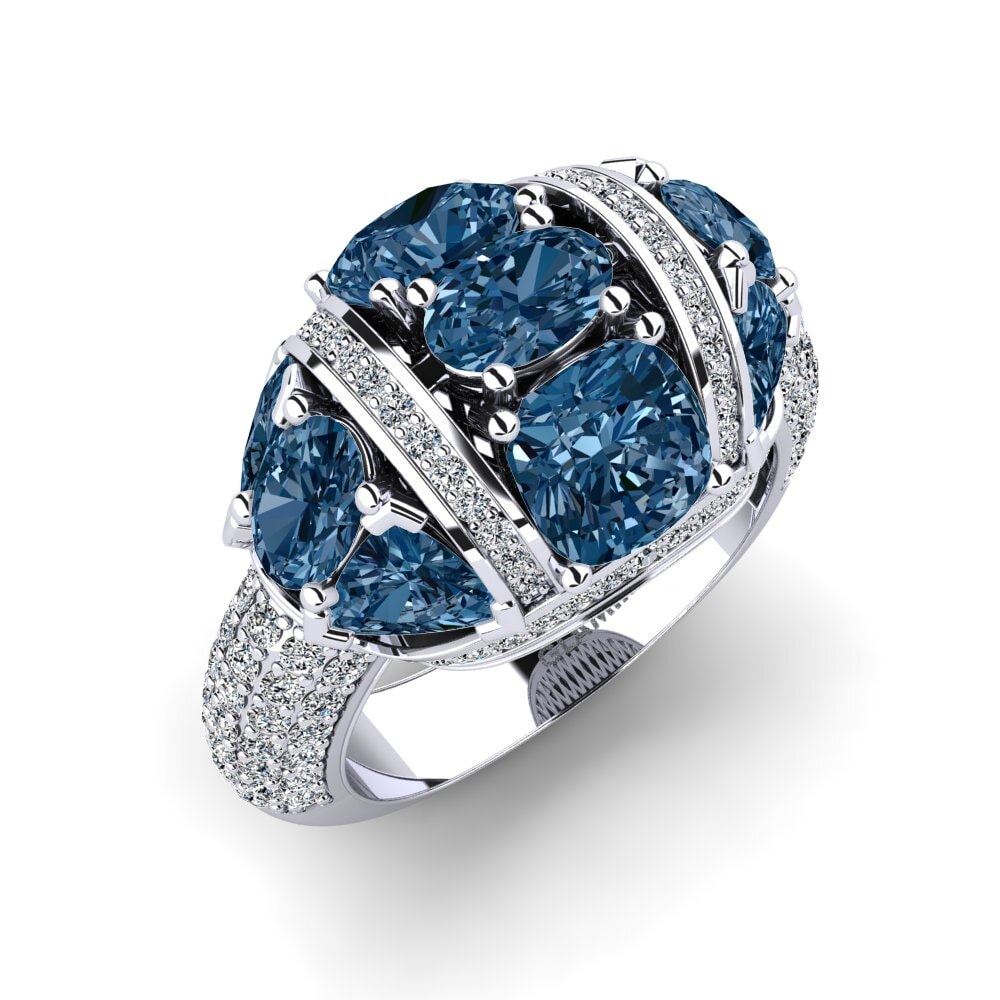 950 Platinum Blue Diamond Ring Wemba