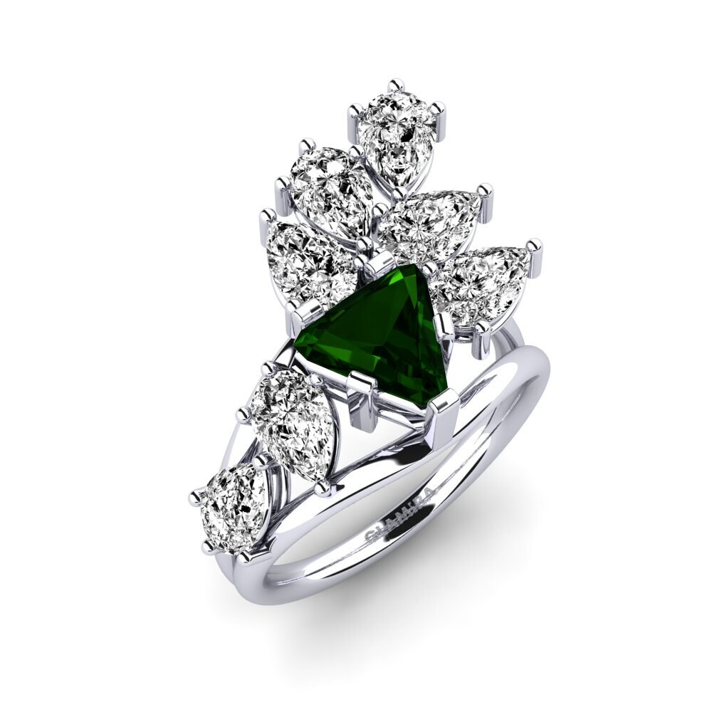 925 Prata de lei Turmalina Verde Anel de Noivado Xena