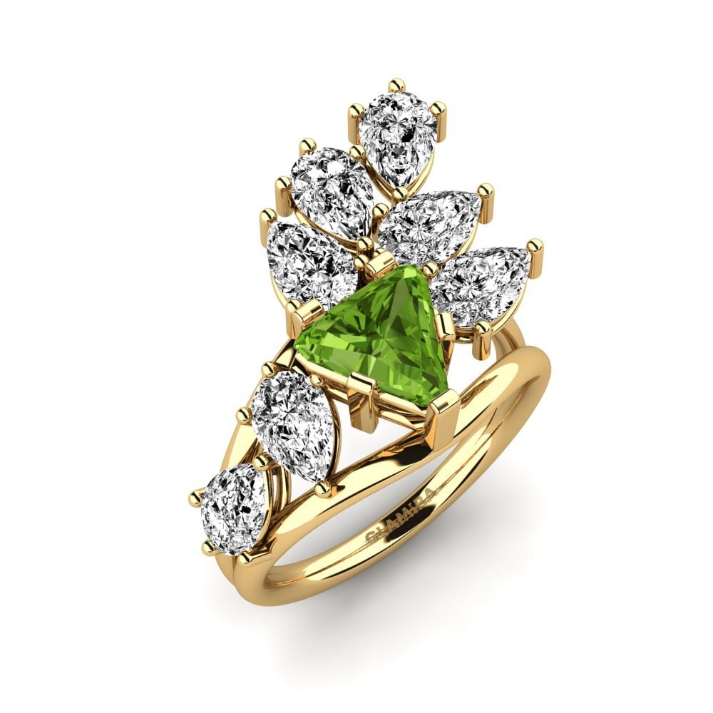 9k Oro Amarillo Peridoto Anillo de compromiso Xena