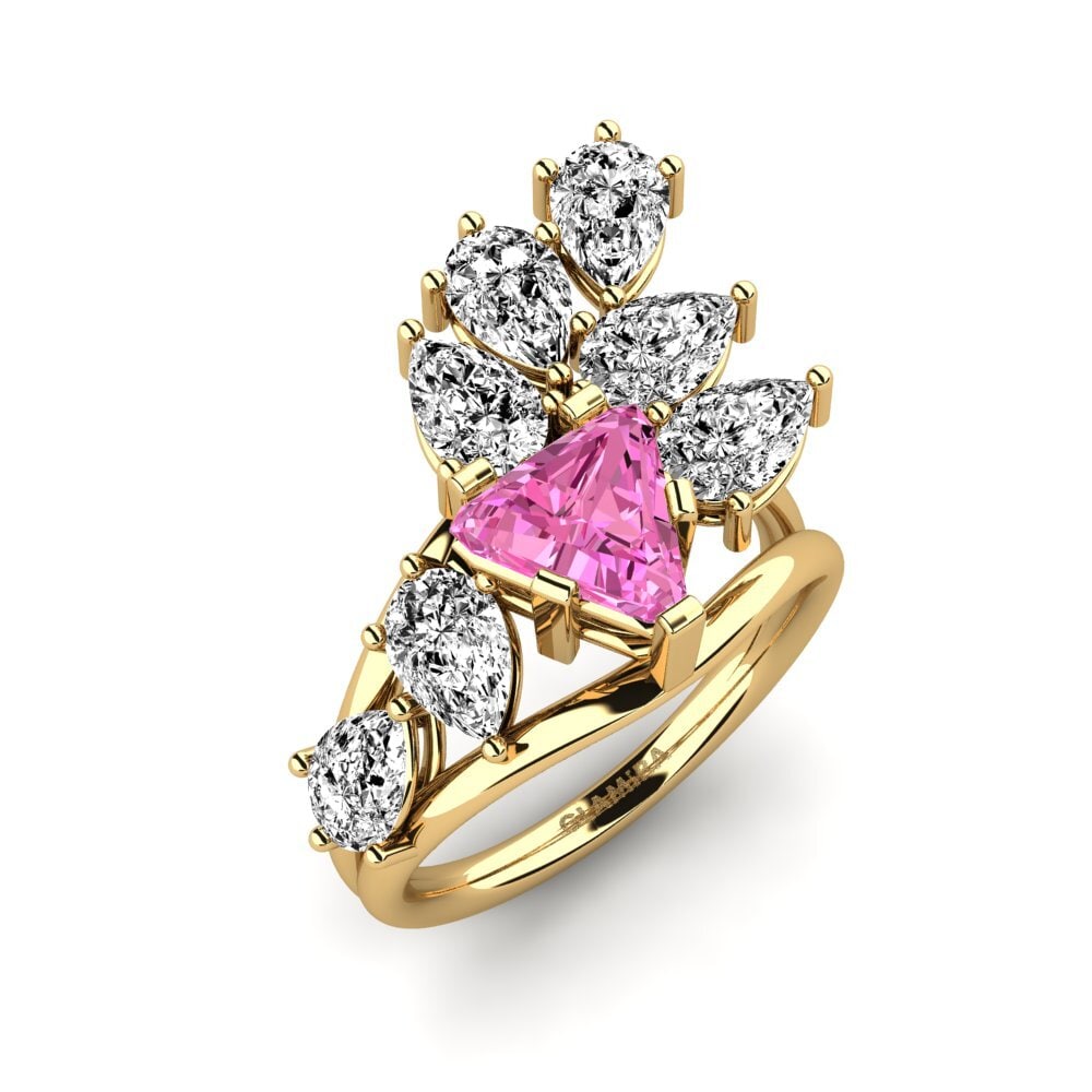 9k Oro Amarillo Topacio Rosa Anillo de compromiso Xena
