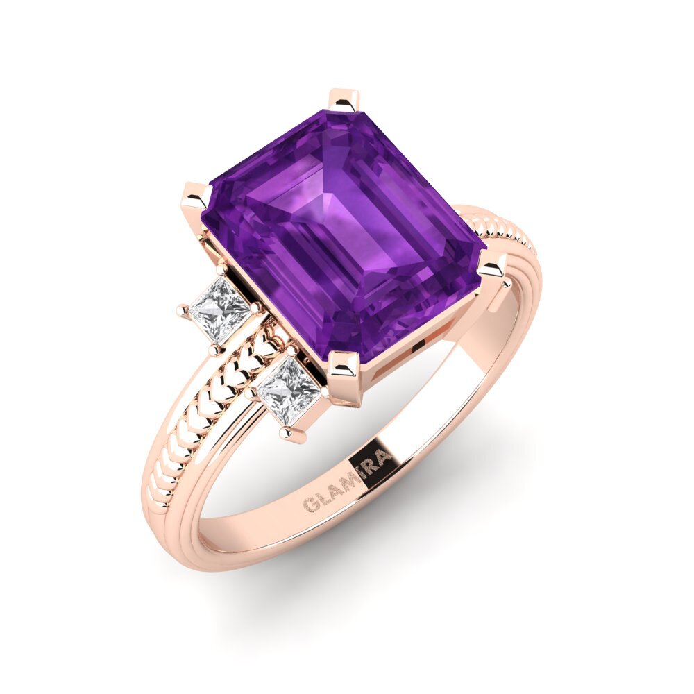 14k Rose Gold Amethyst Engagement Ring Yely