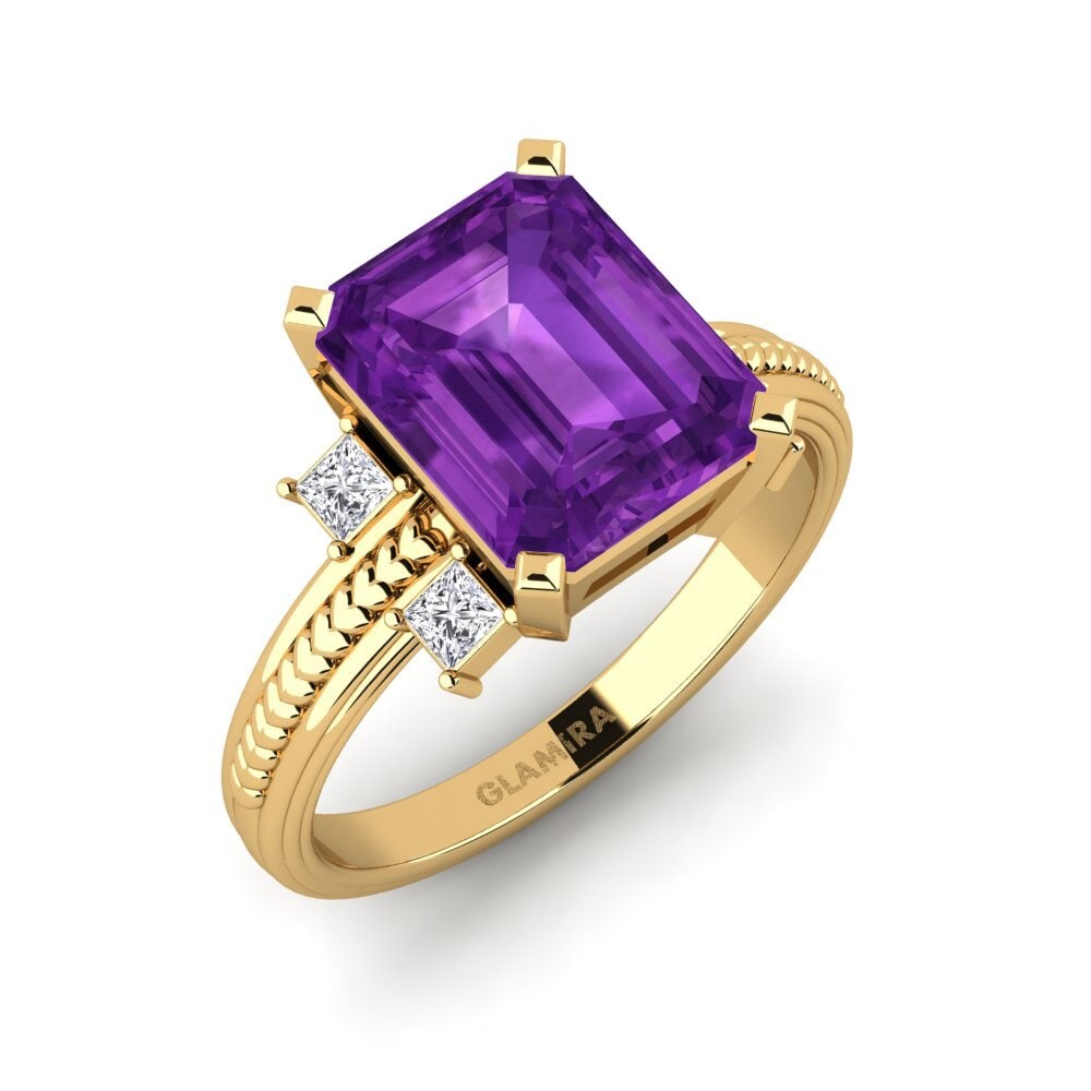 Gelbgold 585 Smaragdschliff Verlobungsring Yely