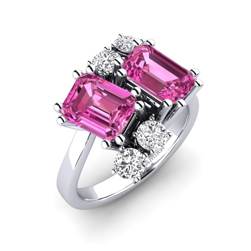 Emerald Cut Pink Topaz Engagement Ring Pattaya