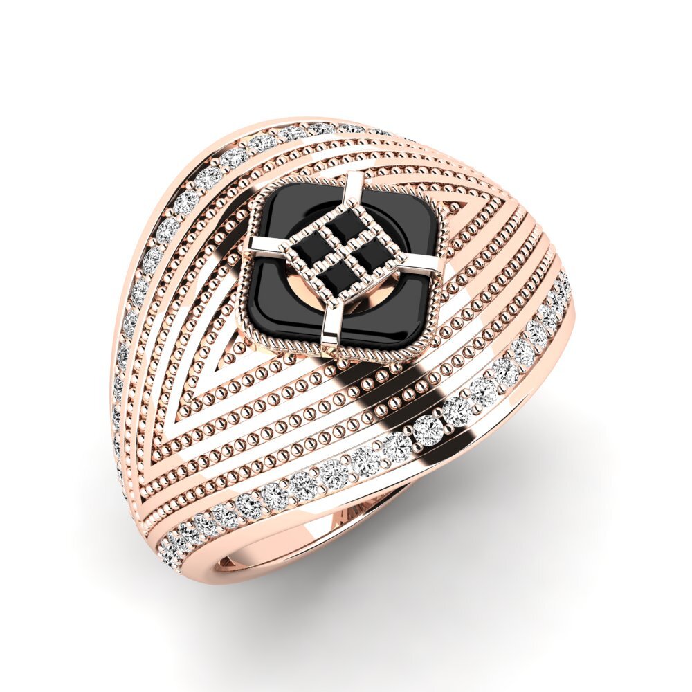9k Oro Rosa Ónix Negro Anillo de Hombre Raasch