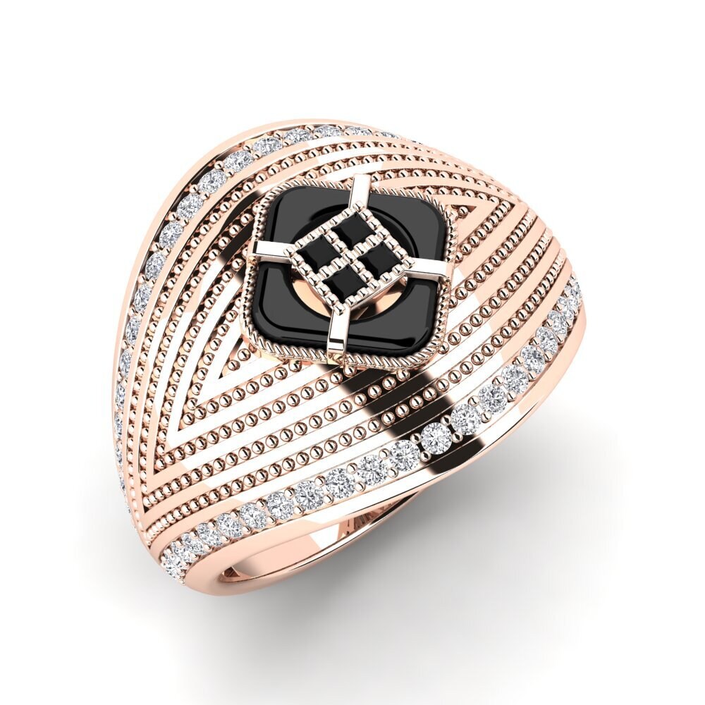 14ct Rose Gold Black Sapphire Men's Ring Raasch