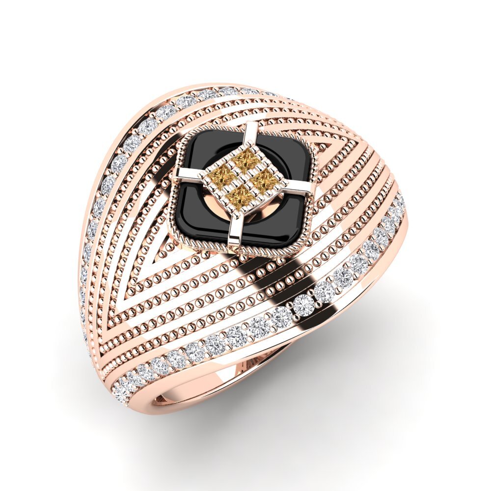 14ct Rose Gold Brown Diamond Men's Ring Raasch