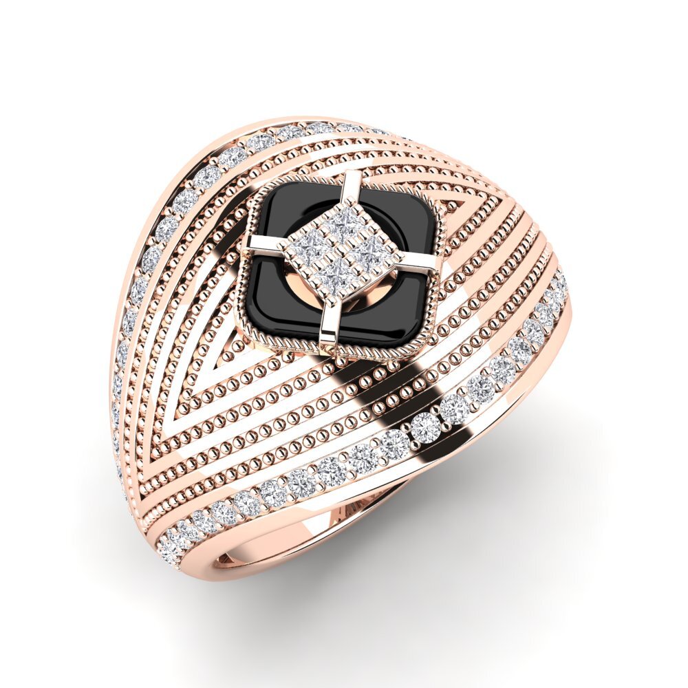 9k Oro Rosa Diamante Anillo de Hombre Raasch