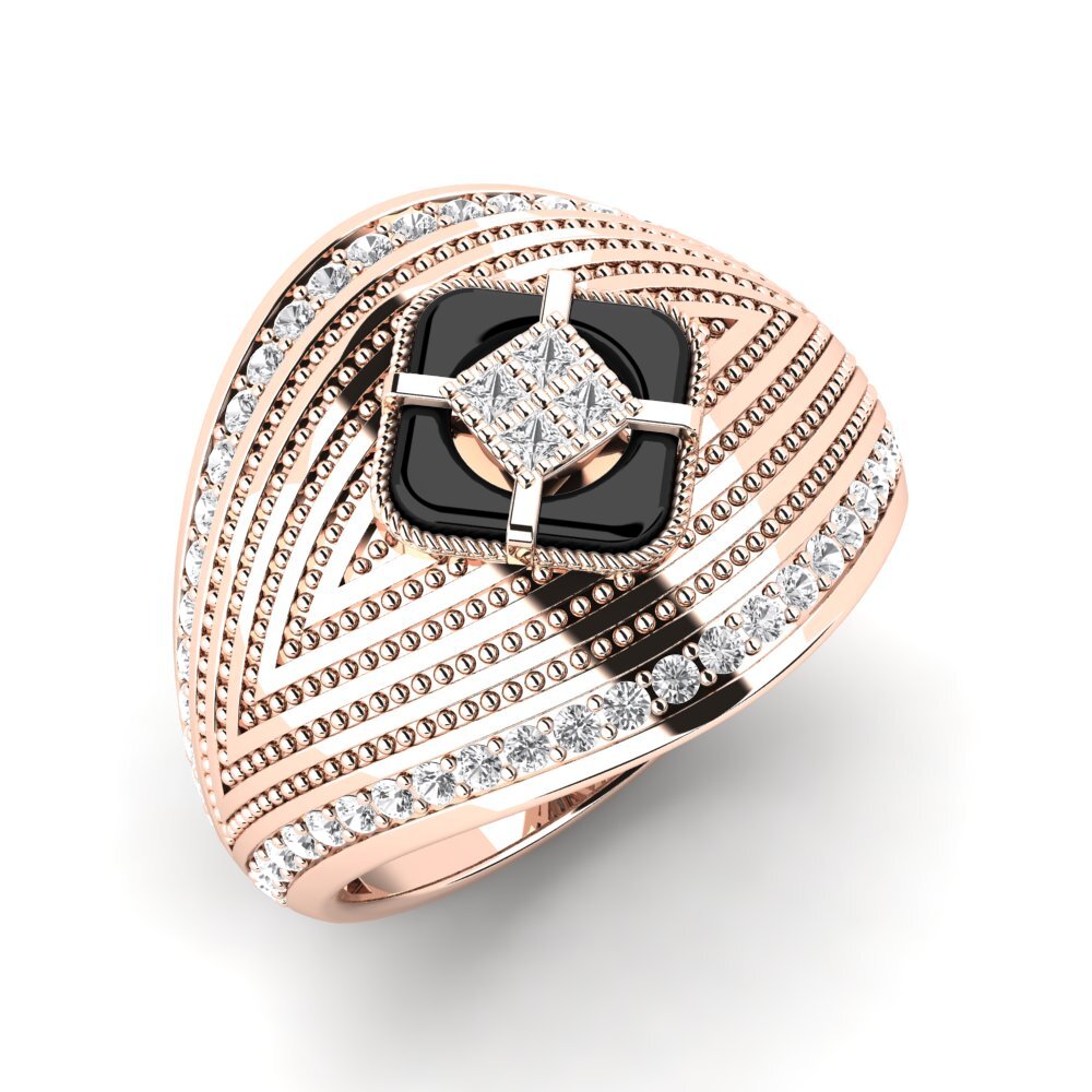 14ct Rose Gold White sapphire Men's Ring Raasch