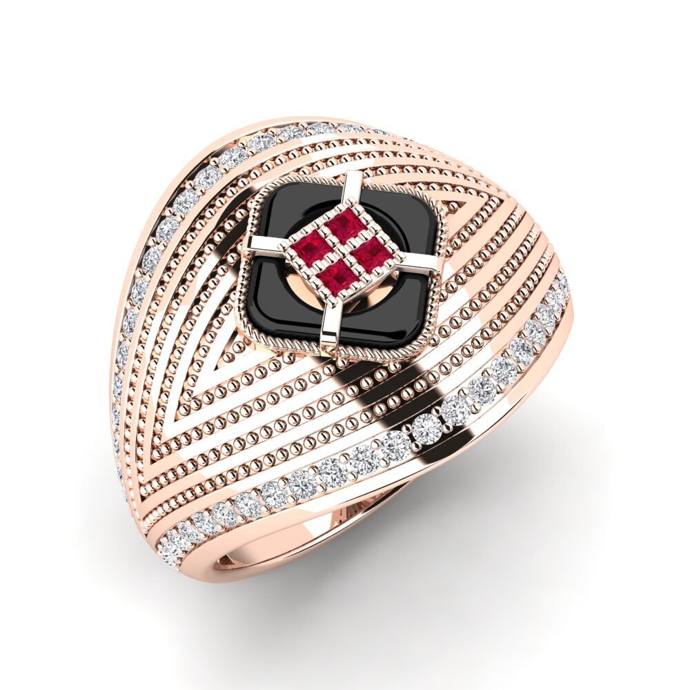 9k Oro Rosa Rubí Anillo de Hombre Raasch