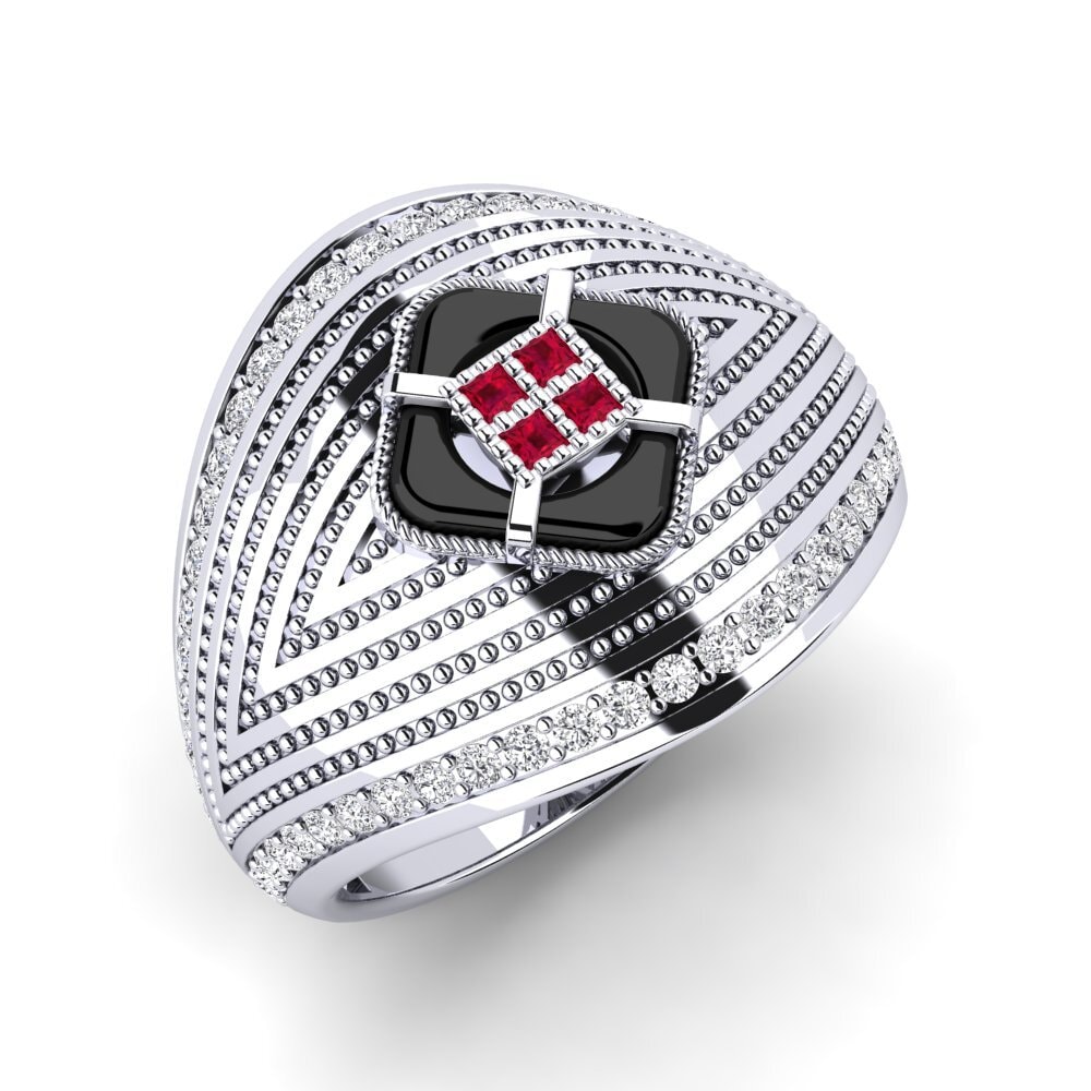 18ct White Gold Ruby Men's Ring Raasch