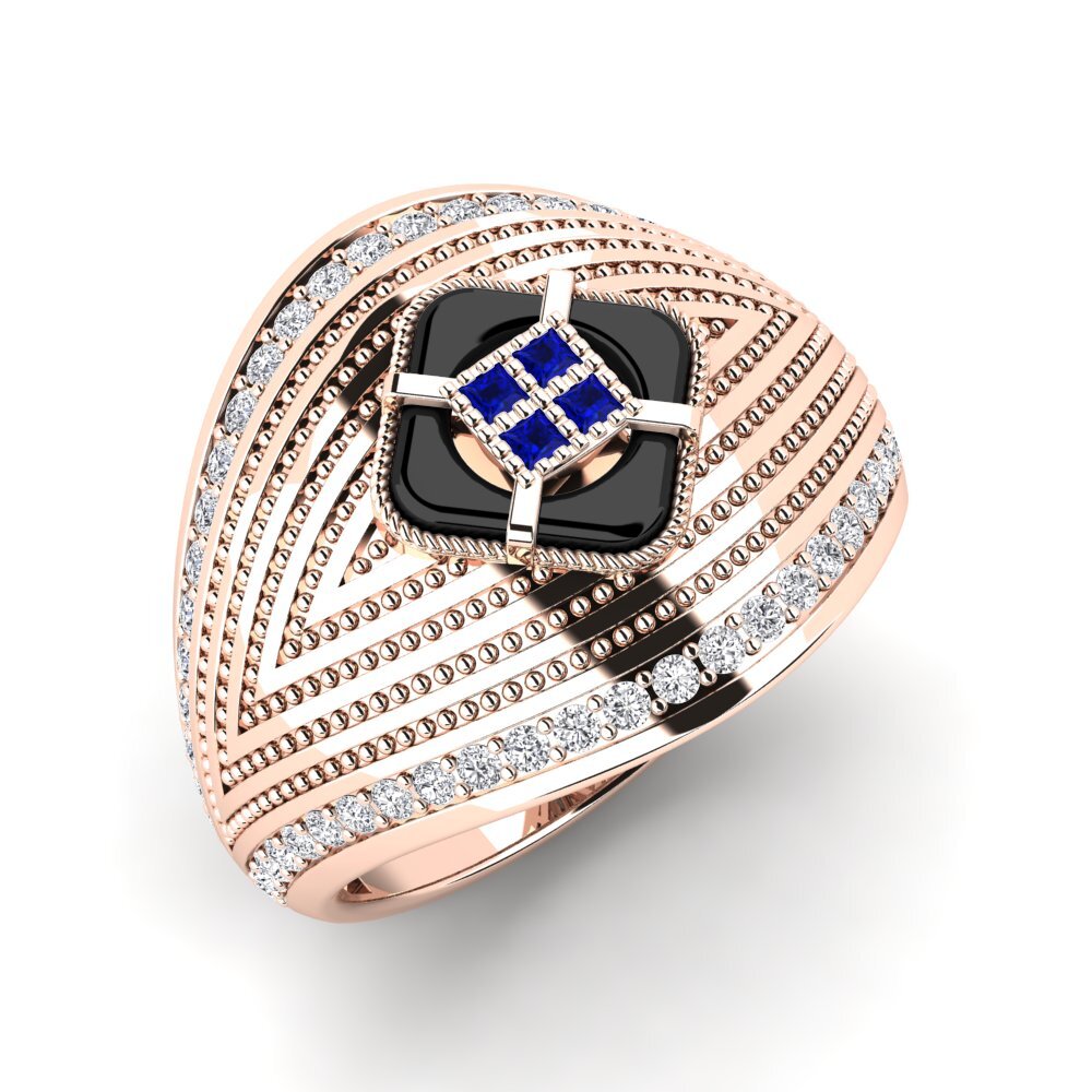 9k Oro Rosa Zafiro Anillo de Hombre Raasch
