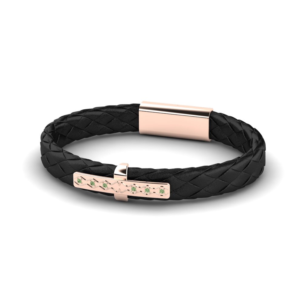 18ct Rose Gold Green Diamond Men's Bracelet Rachele