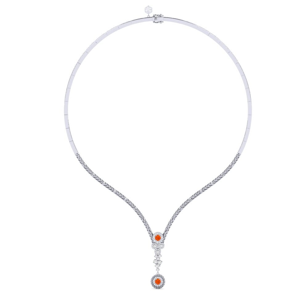 9ct White Gold Fire Opal Collier Radost
