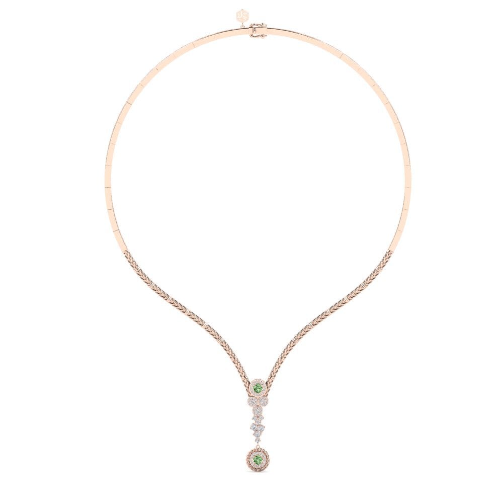18ct Rose Gold Green Diamond Collier Radost