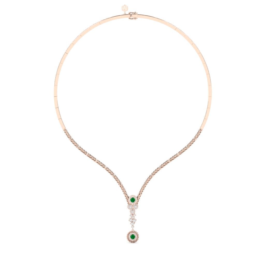 18ct Rose Gold Emerald (Lab Created) Collier Radost