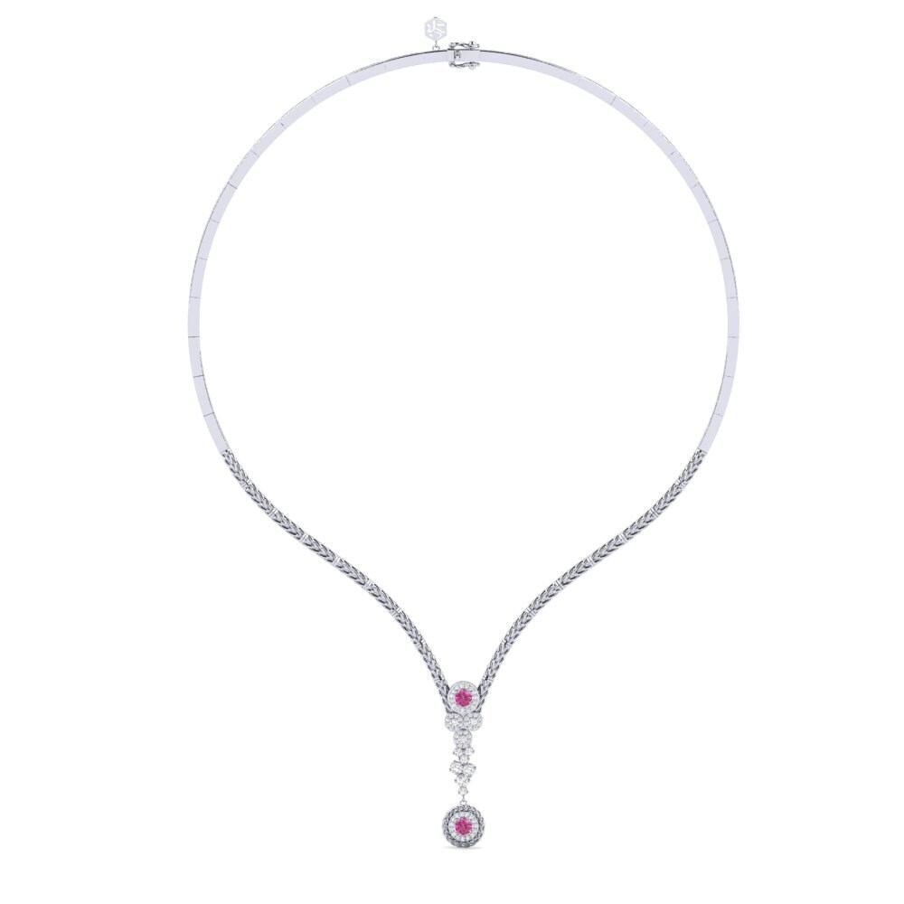 9ct White Gold Pink Topaz Collier Radost