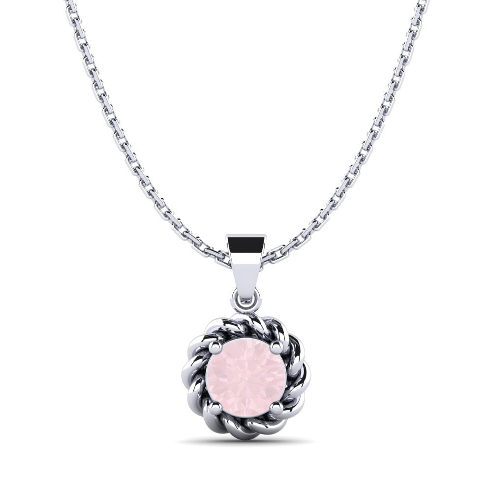 Plata 925 Cuarzo rosa Colgante de Mujer Raijin