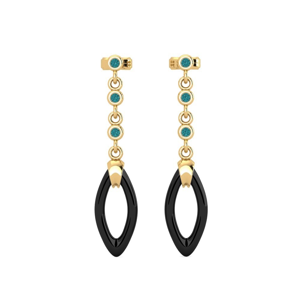 9ct Yellow Gold Blue Diamond Women's Earring Rajesh