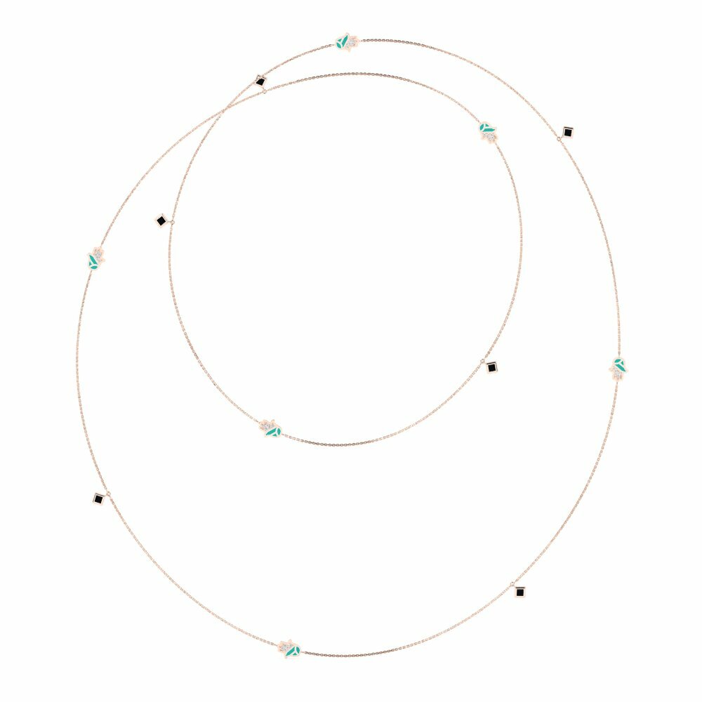 Vàng Hồng 9K Đá Sapphire Đen Dây chuyền nữ Rakshak