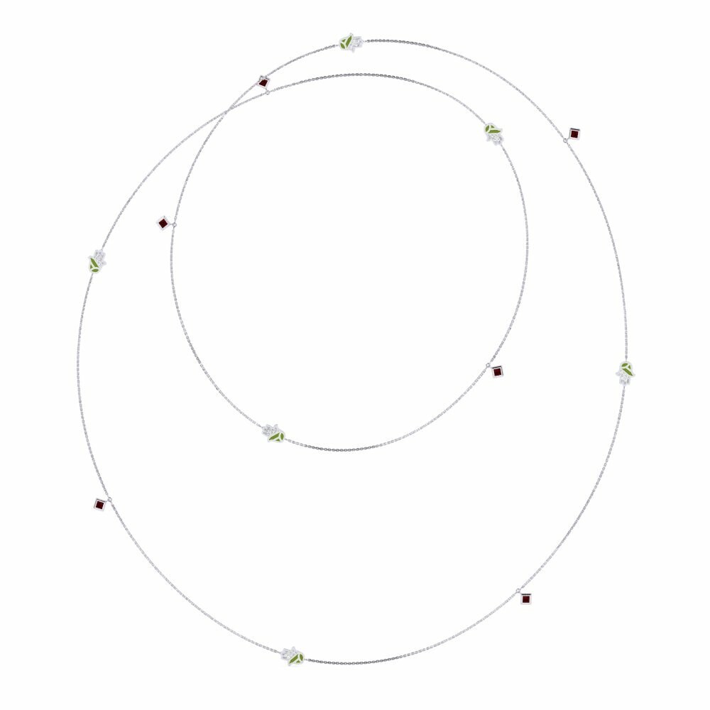 Palladium trắng Đá Garnet / Ngọc Hồng Lựu Dây chuyền nữ Rakshak