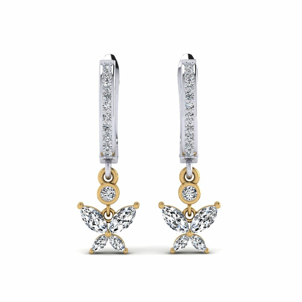 18k Oro Blanco & Amarillo Pendiente de mujer Ralenti