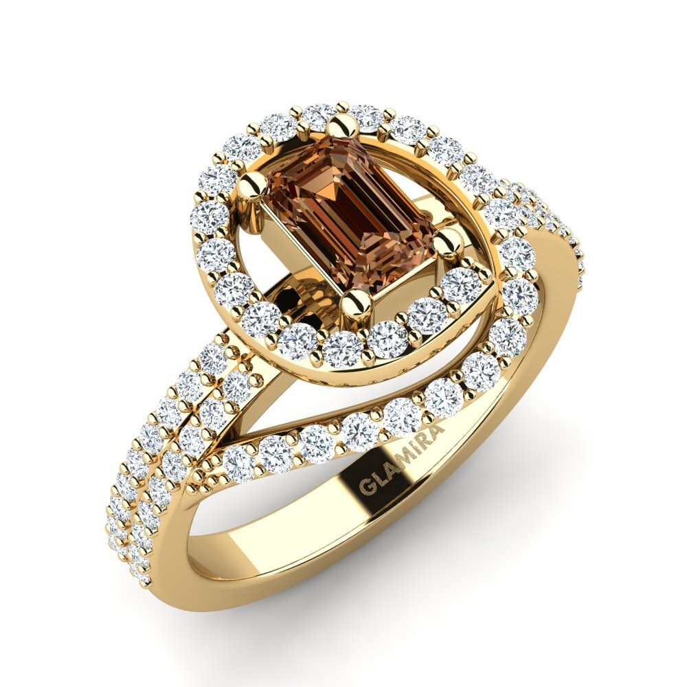 Emerald Cut Brown Diamond Engagement Ring Raloun