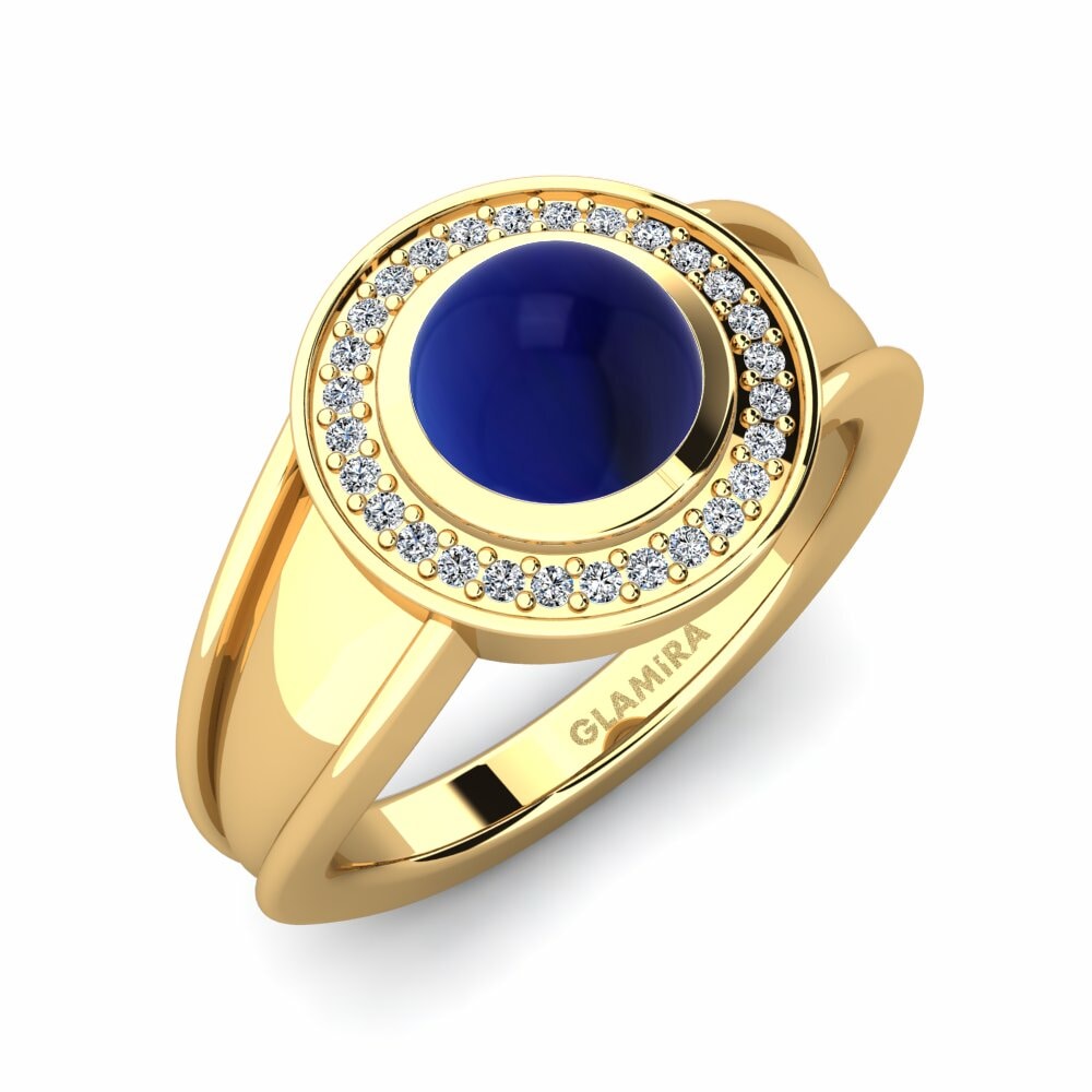 Or Jaune 18k Saphir Cabochon Bague Ramolina