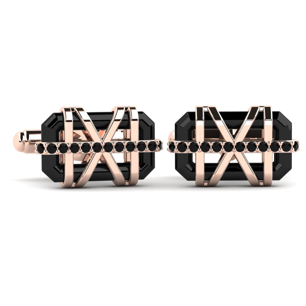 14ct Rose Gold Black Sapphire Cufflink Ramonita
