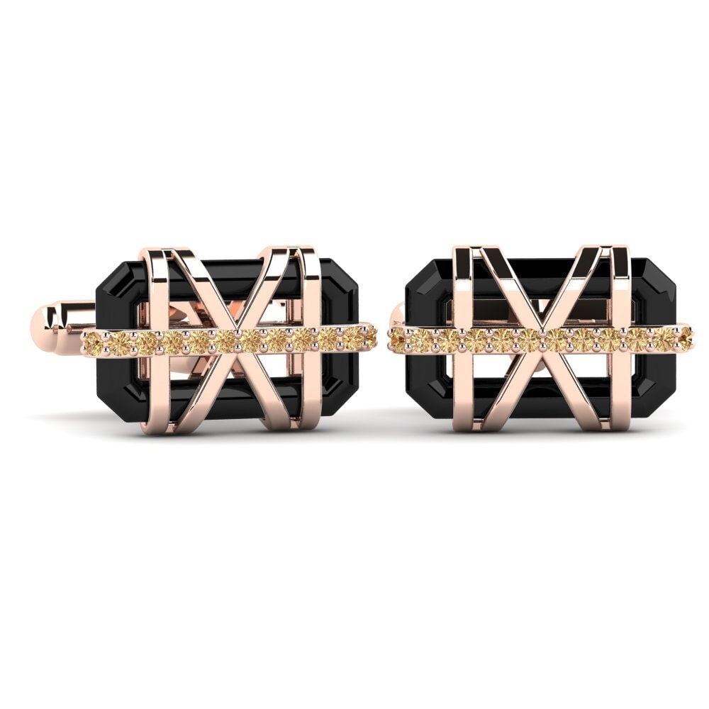 14ct Rose Gold Brown Diamond Cufflink Ramonita