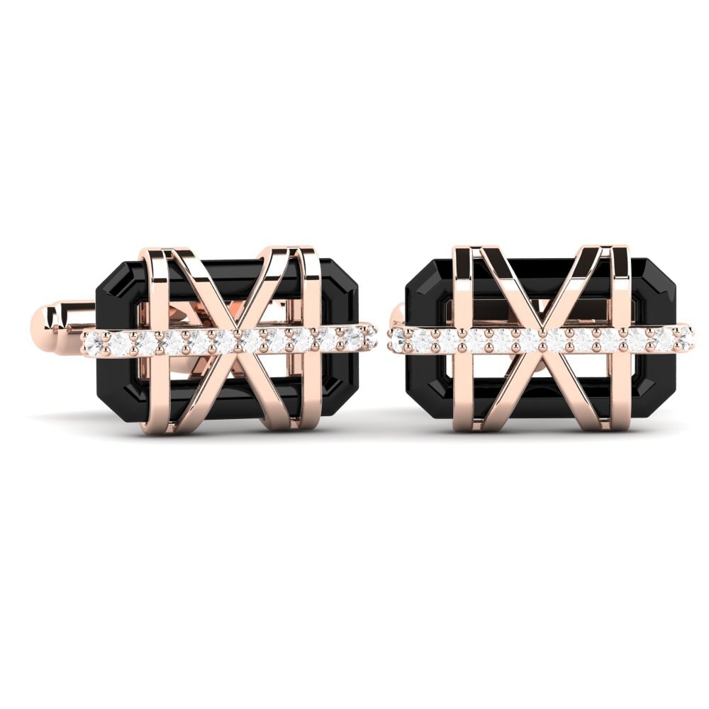 14ct Rose Gold White sapphire Cufflink Ramonita