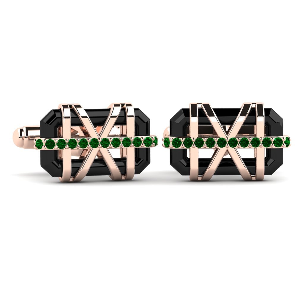 14ct Rose Gold Green Zirconia Cufflink Ramonita