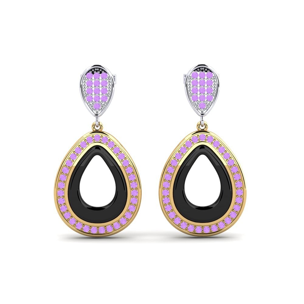 9ct Yellow & White Gold Amethyst Women's Earring Ramonity