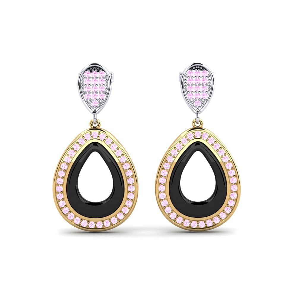 14ct Yellow & White Gold Pink Sapphire Women's Earring Ramonity