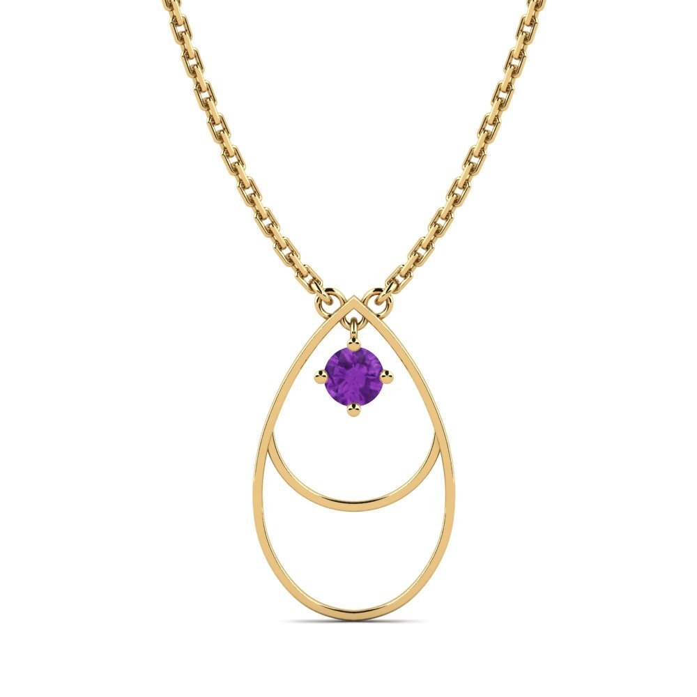 14k Oro Amarillo Amatista Collar de Mujer Rance