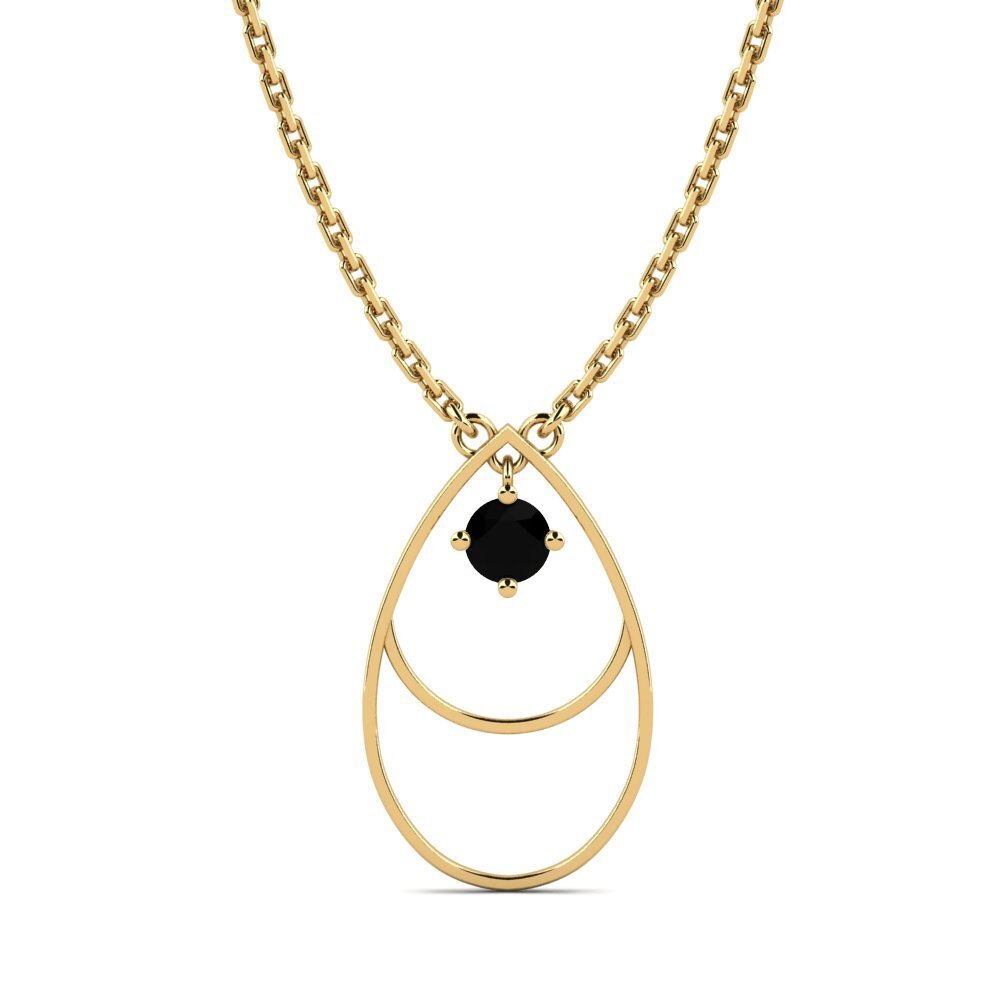 9k Oro Amarillo Zafiro negro Collar de Mujer Rance