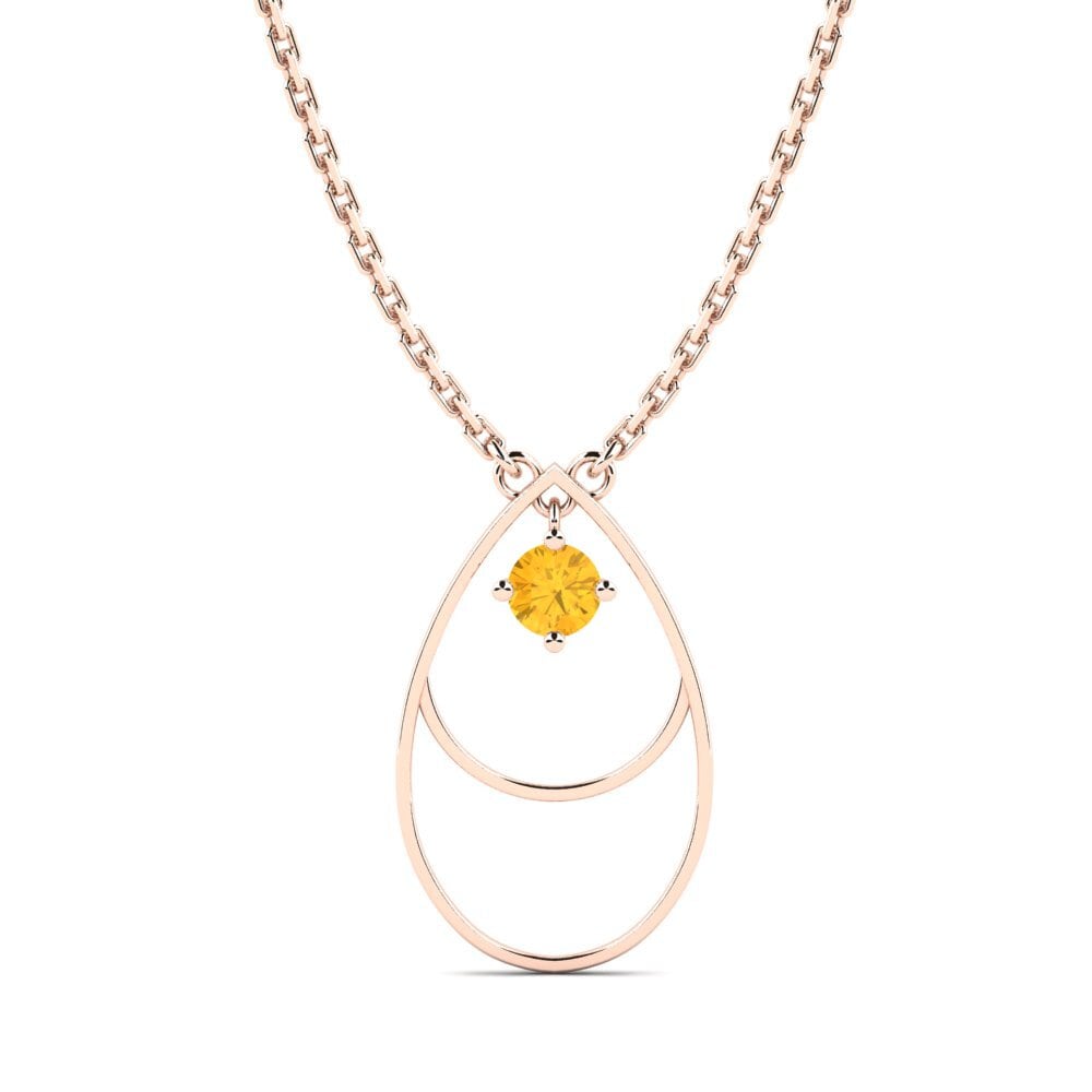14k Oro Rosa Citrino Collar de Mujer Rance