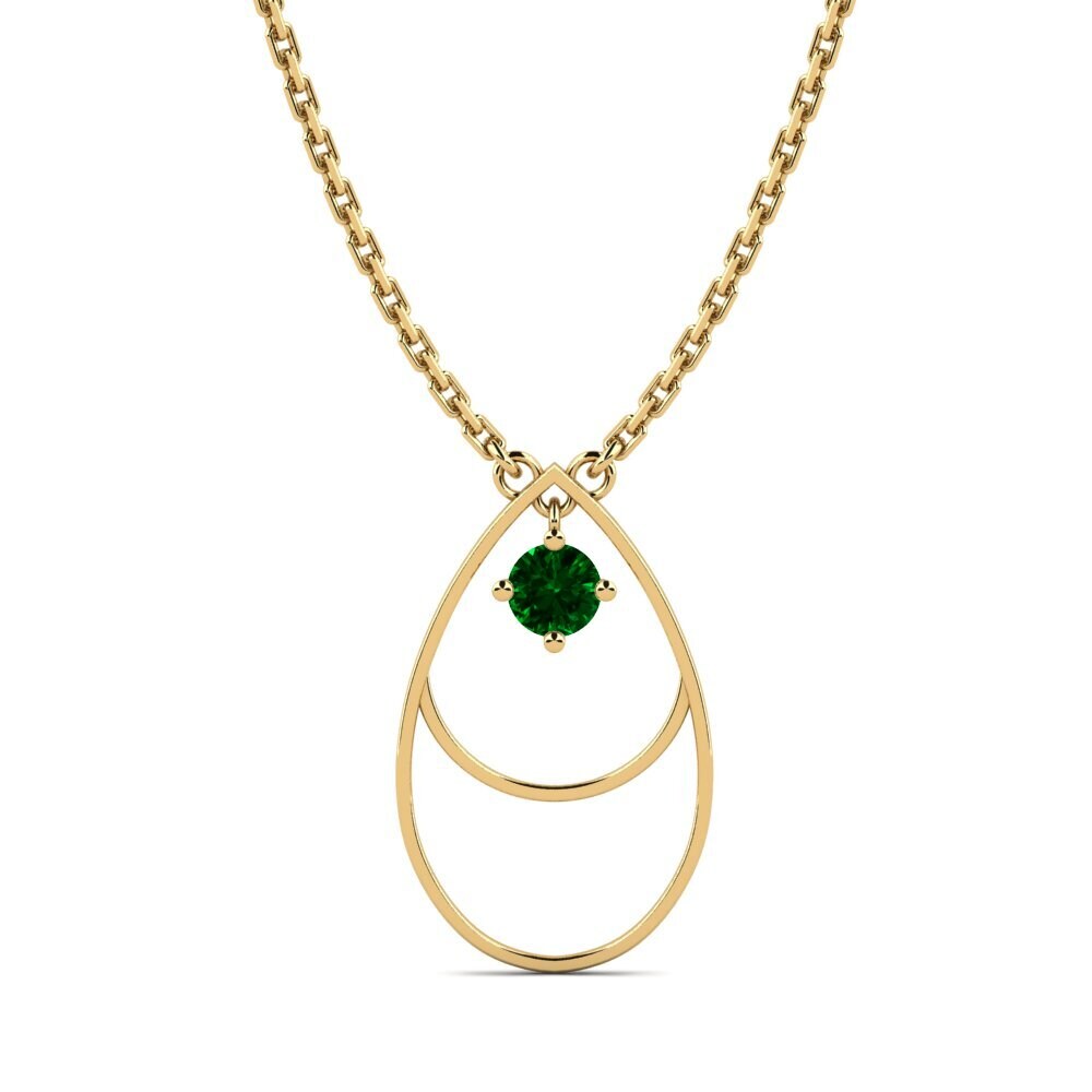 9k Oro Amarillo Circonita Verde Collar de Mujer Rance