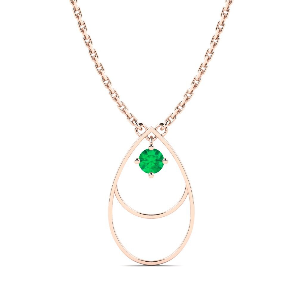 14k Oro Rosa Esmeralda Collar de Mujer Rance
